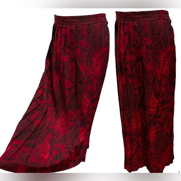 Abercrombie & Fitch Dresses & Skirts - 70s ABECROMBIE & FITCH BURGUNDY WHIMSIGOTH ROSE & PAISLEY KNIFE PLEAT MAXI SKIRT